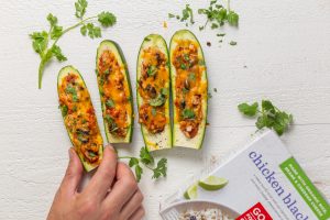 Chicken Black Bean Bowl Stuffed Zucchini