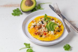 Open Faced Southwestern Veggie Bowl Omelette