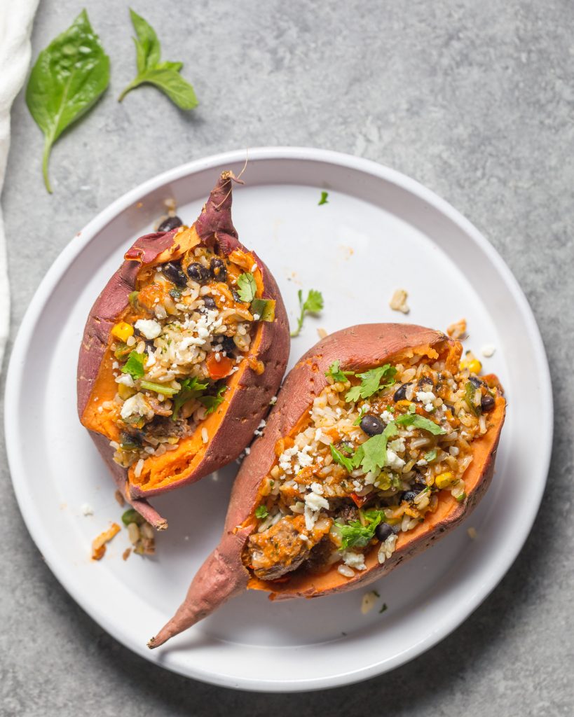 Steak & Black Bean Bowl Stuffed Sweet Potatoes