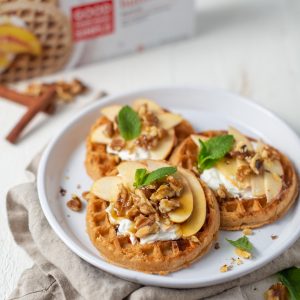 Easy Breakfast Ideas - Apple Walnut Topped Waffles