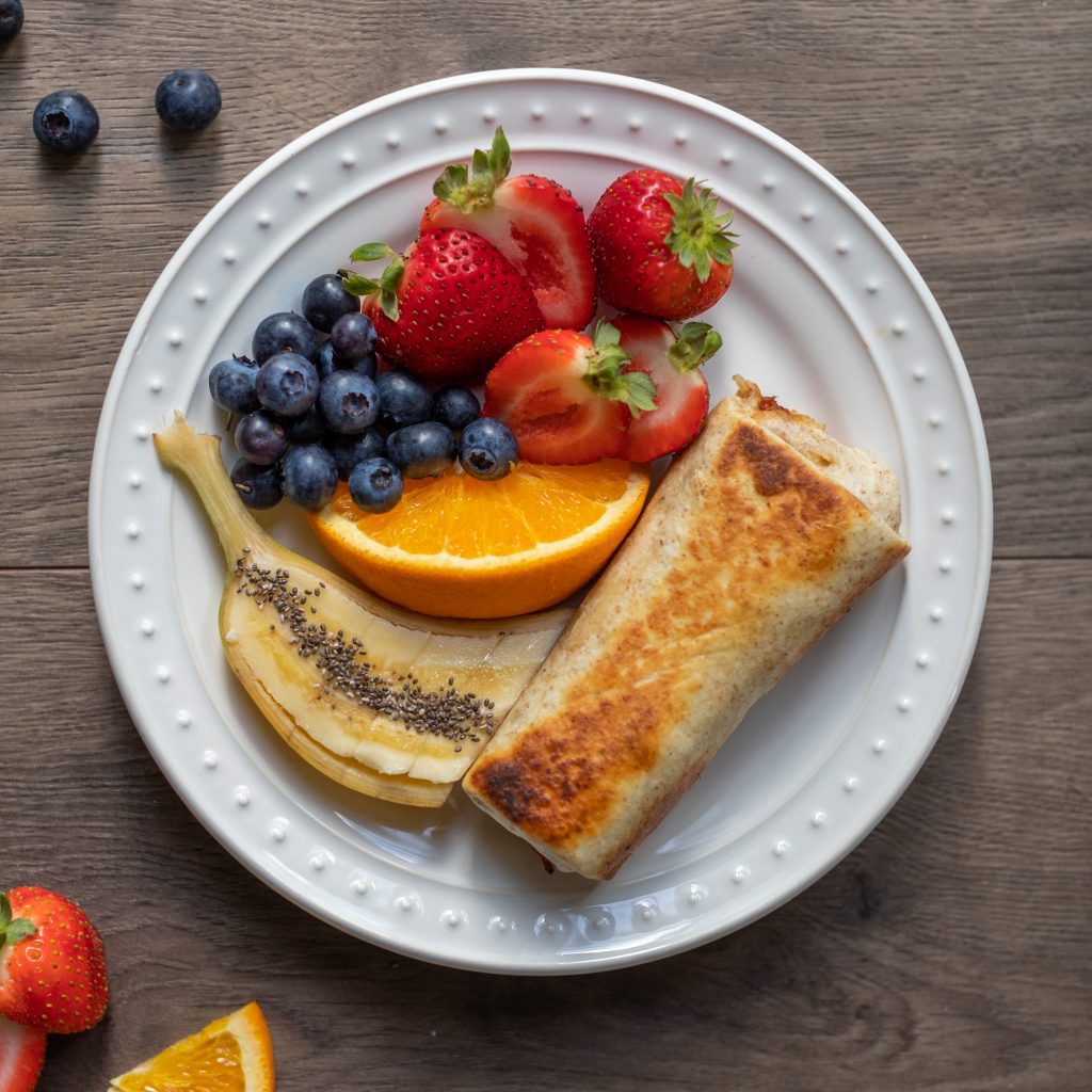 Southwestern Veggie Breakfast Burrito & Fruit