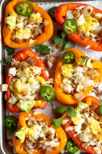 Uncured Bacon & Egg Scramble Bowl Stuffed Peppers