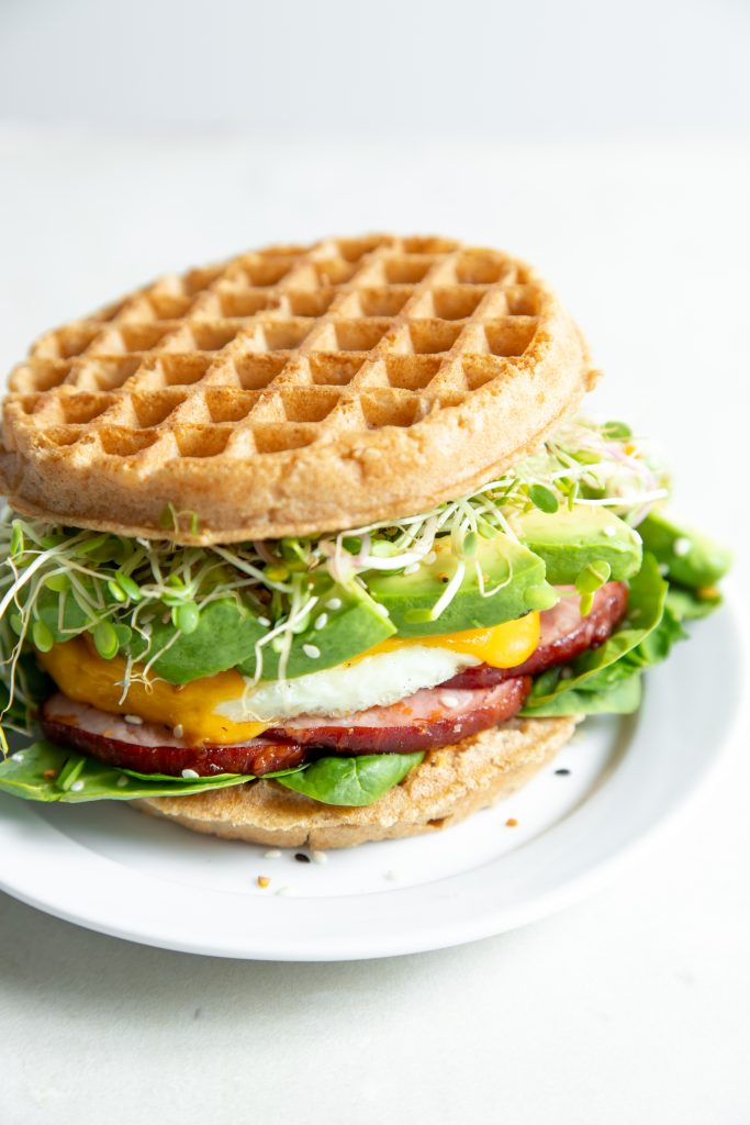 Savory Buttermilk Waffle Breakfast Sandwich 