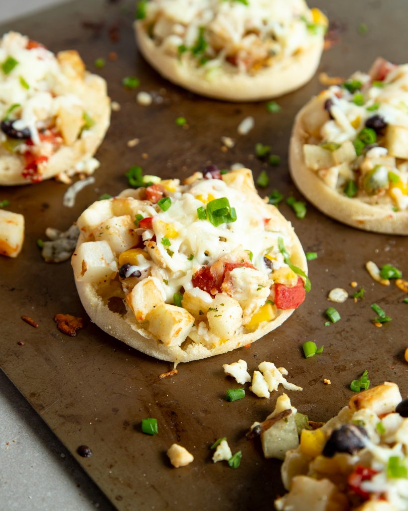 Southwestern Scramble Bowl English Muffin Pizzas