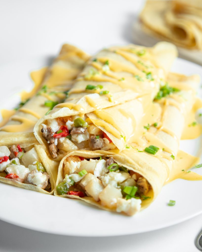 Easy Turkey Sausage Breakfast Crepes 