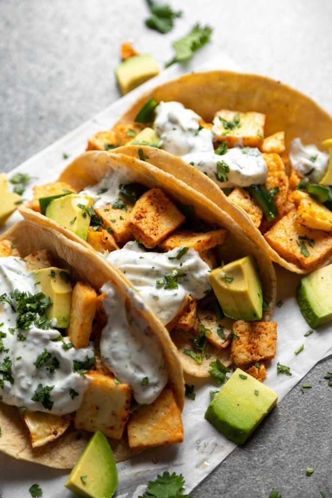 Southwestern Chipotle Egg White Patty Tacos 